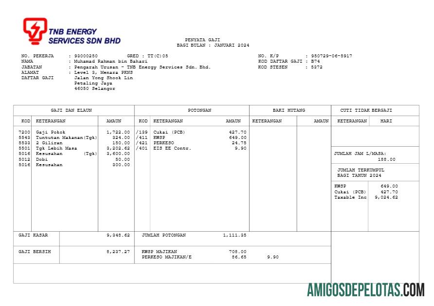 Para download Modelo de recibo de pagamento de serviços de energia TNB em formatos Word e PDF.pdf, 1